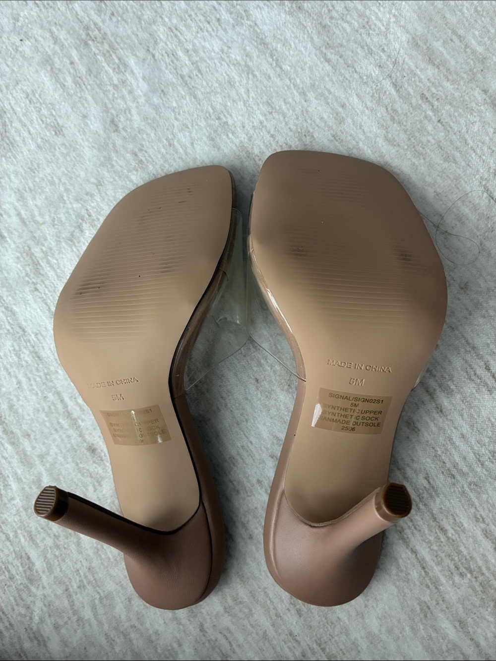 Steve Madden Clear Strap Slide Mules in Tan - Picture 6 of 8